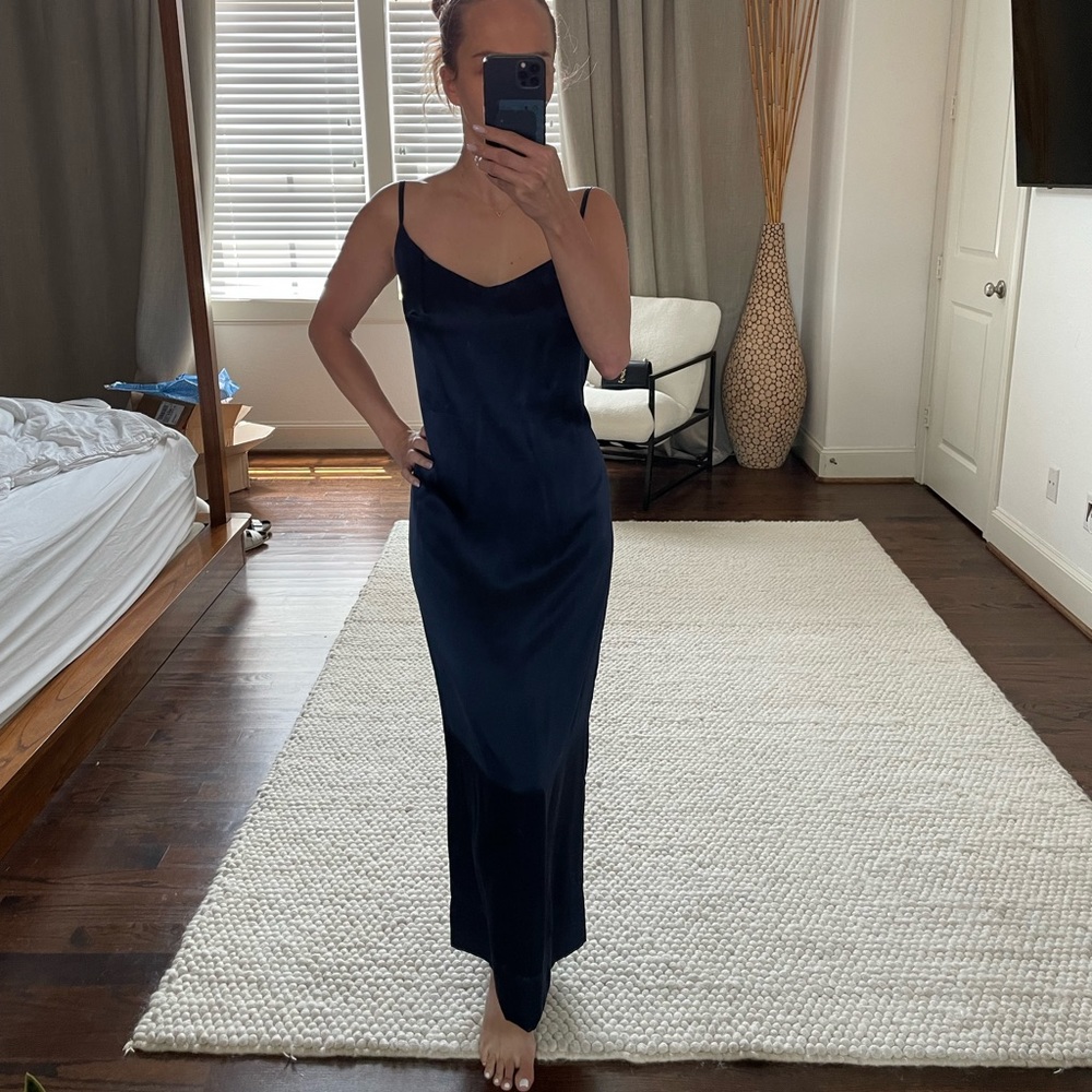 100% silk Navy blue slip dress XS-S